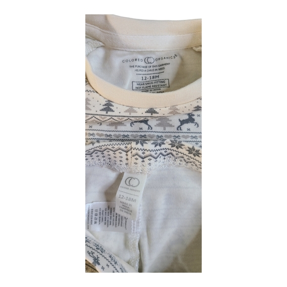 Colored Organics 2 piece Long Sleeve Jammie Set Fairisle Agave 12-18m Winter - Picture 5 of 6